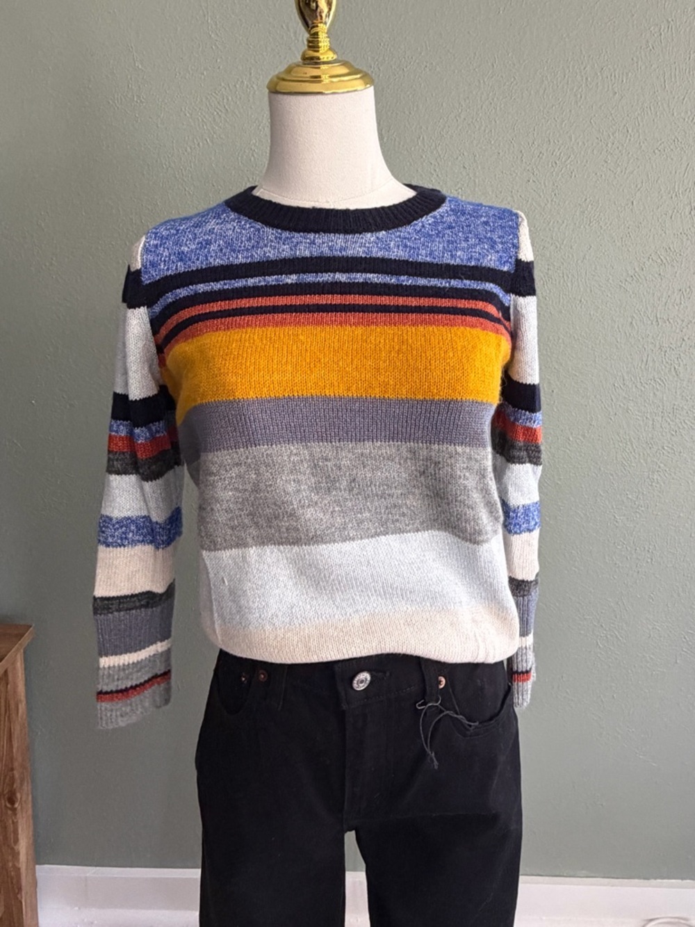 LOFT Blue and Navy Marled Knit Sweater